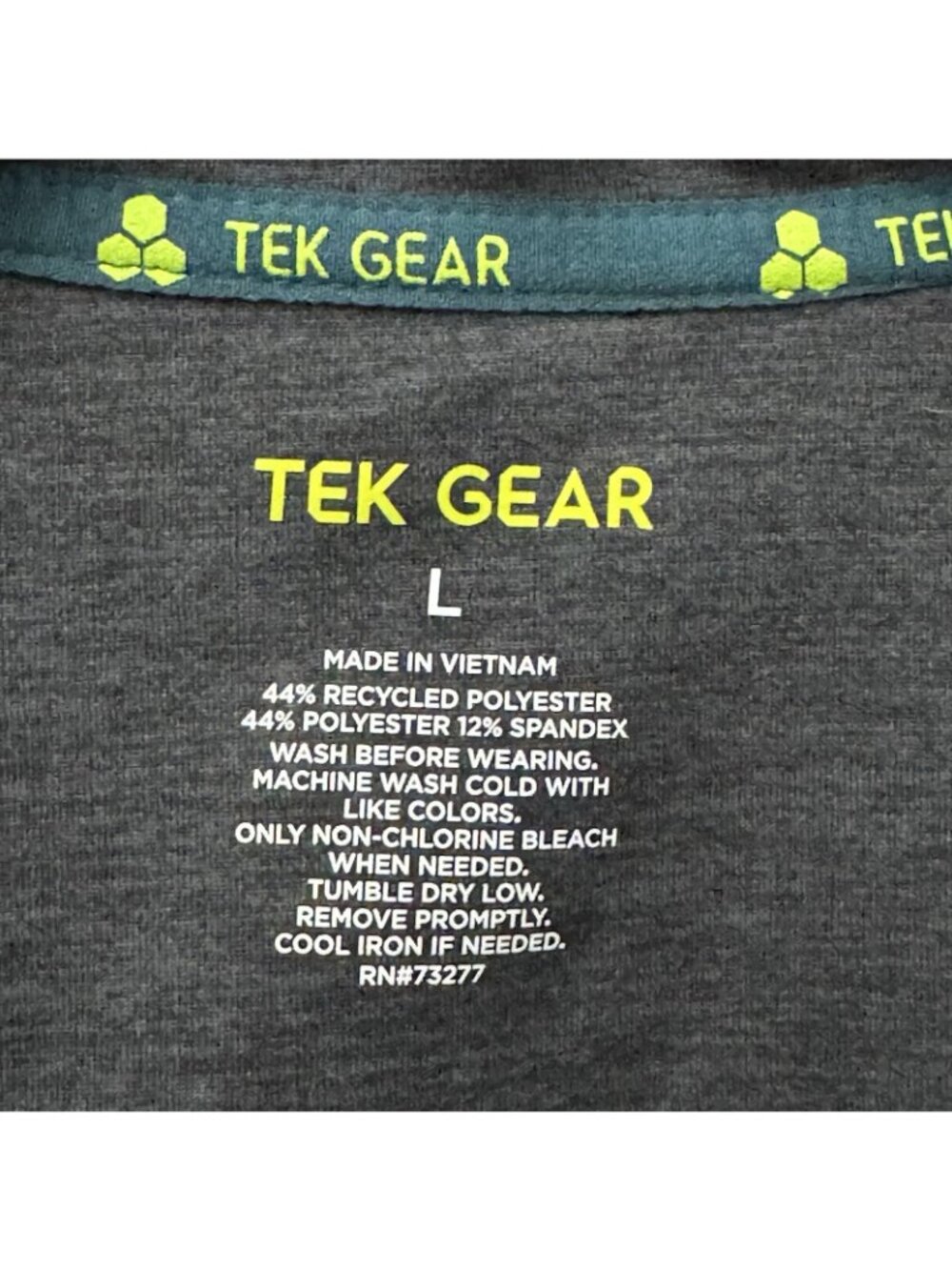Tek Gear Mens L Gray Quarter Zip Performance Pullover Reflective Chest Pocket - Picture 6 of 7